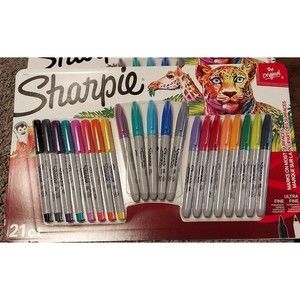 New 21 Count Sharpie Permanent Markers Fine and Ultra Fine Point Assorted Colors